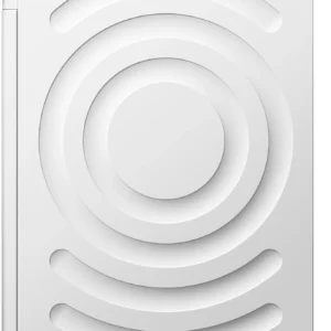 Le lave-linge BOSCH WGG254FAFR (Copie) est doté d'un panneau latéral blanc avec des motifs en relief circulaires et incurvés pour l'isolation acoustique.