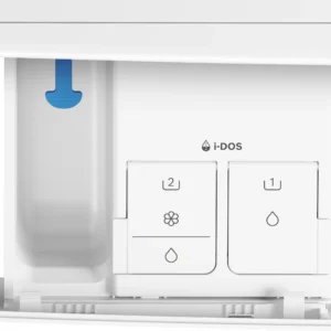 Gros plan du tiroir à détergent i-DOS du lave-linge BOSCH WGG254FAFR (Copie), montrant les compartiments étiquetés 1 et 2.