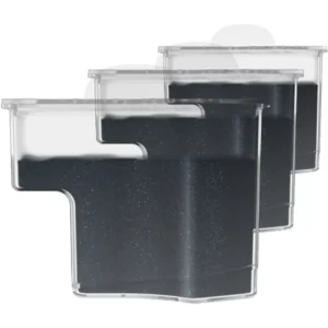 Le pack de 3 LAURASTAR CARTOUCHE SMART comprend trois cartouches filtrantes à matière noire disposées en ligne, assurant une filtration intelligente et efficace de l'eau.