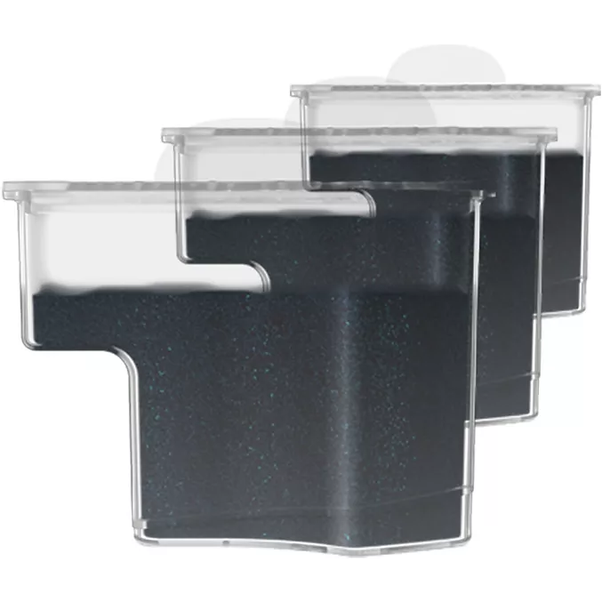 Le pack de 3 LAURASTAR CARTOUCHE SMART comprend trois cartouches filtrantes à matière noire disposées en ligne, assurant une filtration intelligente et efficace de l'eau.