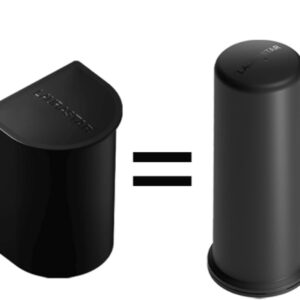 Deux objets en plastique noir étiquetés "LANTAC" avec un signe égal entre eux, semblables au LAURASTAR CARTOUCHE LIFT PACK DE 3.
