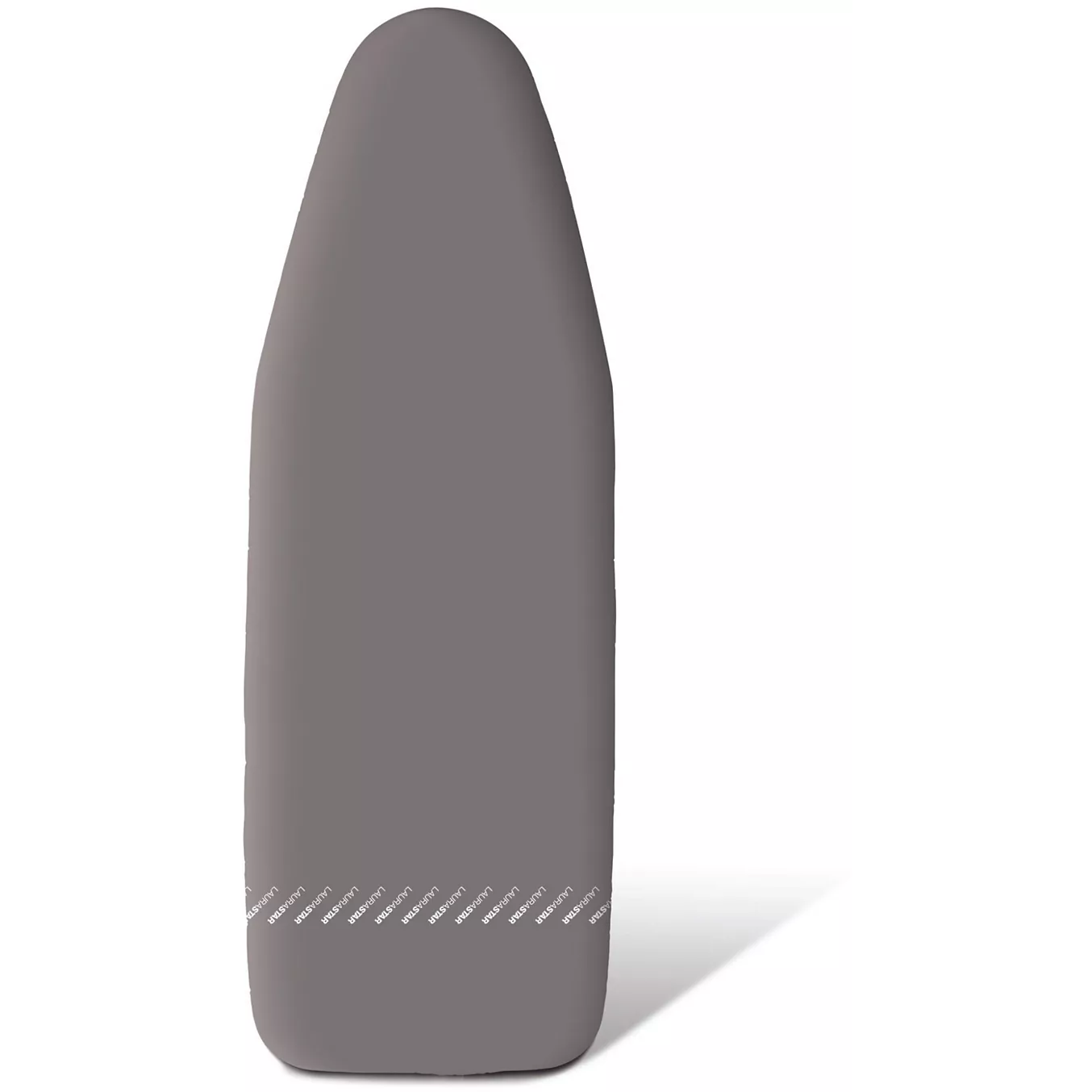 Une planche à repasser LAURASTAR By BOSS UNIVERSAL COVER NOIRE avec une housse universelle de couleur grise avec un petit motif rayé blanc en bas.