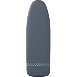 La housse LAURASTAR UNIVERSAL COVER GRISE est une housse de planche à repasser gris foncé au design minimal avec un petit motif blanc en bas, qui s'adapte à la plupart des planches à repasser standard.