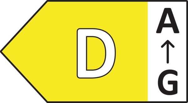 Le BOSCH WQJ2320MFR présente une étiquette énergétique jaune avec une grande lettre D et une flèche allant de G à A, indiquant son niveau d'efficacité.