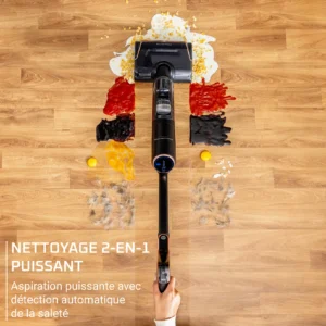 Le ROWENTA GZ5736E0 nettoie facilement les liquides renversés sur les sols en bois, grâce à son puissant système de nettoyage 2 en 1.