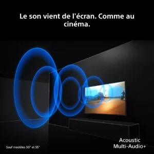 Le téléviseur SONY K-65XR7M2 TRUE TV offre un son immersif digne du cinéma, émettant de véritables ondes sonores bleues pour une expérience exceptionnelle.