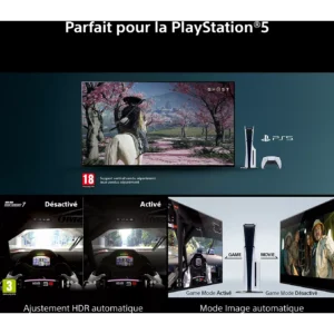 Le jeu TRUE prend vie sur le SONY K-65XR7M2 TRUE, offrant une compatibilité avec la PlayStation 5, des graphismes de jeu époustouflants, un réglage HDR et un mode de jeu automatique pour une expérience immersive.