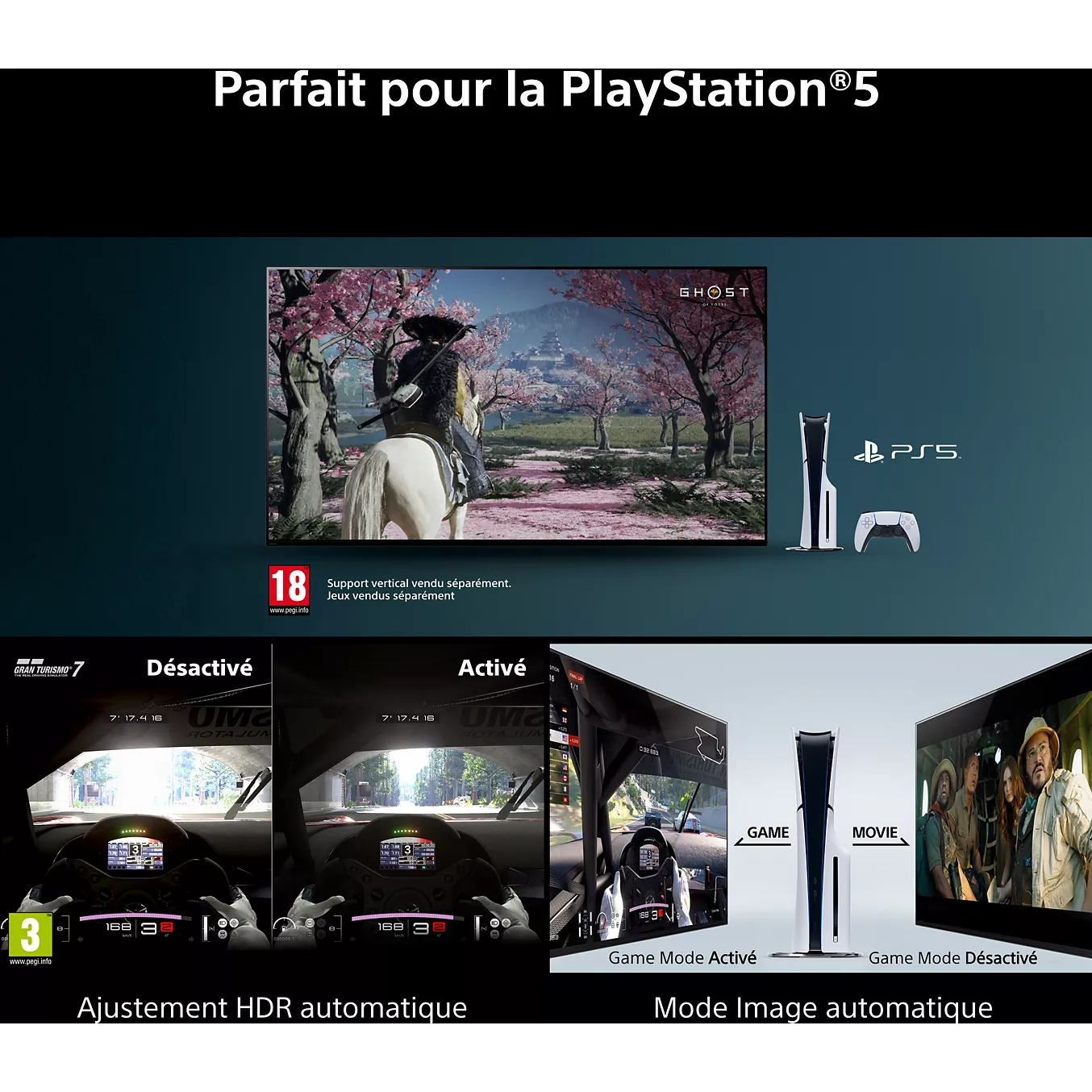 Le jeu TRUE prend vie sur le SONY K-65XR7M2 TRUE, offrant une compatibilité avec la PlayStation 5, des graphismes de jeu époustouflants, un réglage HDR et un mode de jeu automatique pour une expérience immersive.