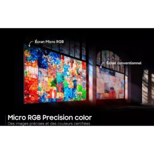 Découvrez les couleurs éclatantes et la clarté accrue de l'écran SAMSUNG TMR65R85H Micro RGB par rapport à un écran conventionnel moins lumineux - faites l'expérience d'une luminosité supérieure grâce à une technologie d'affichage avancée.