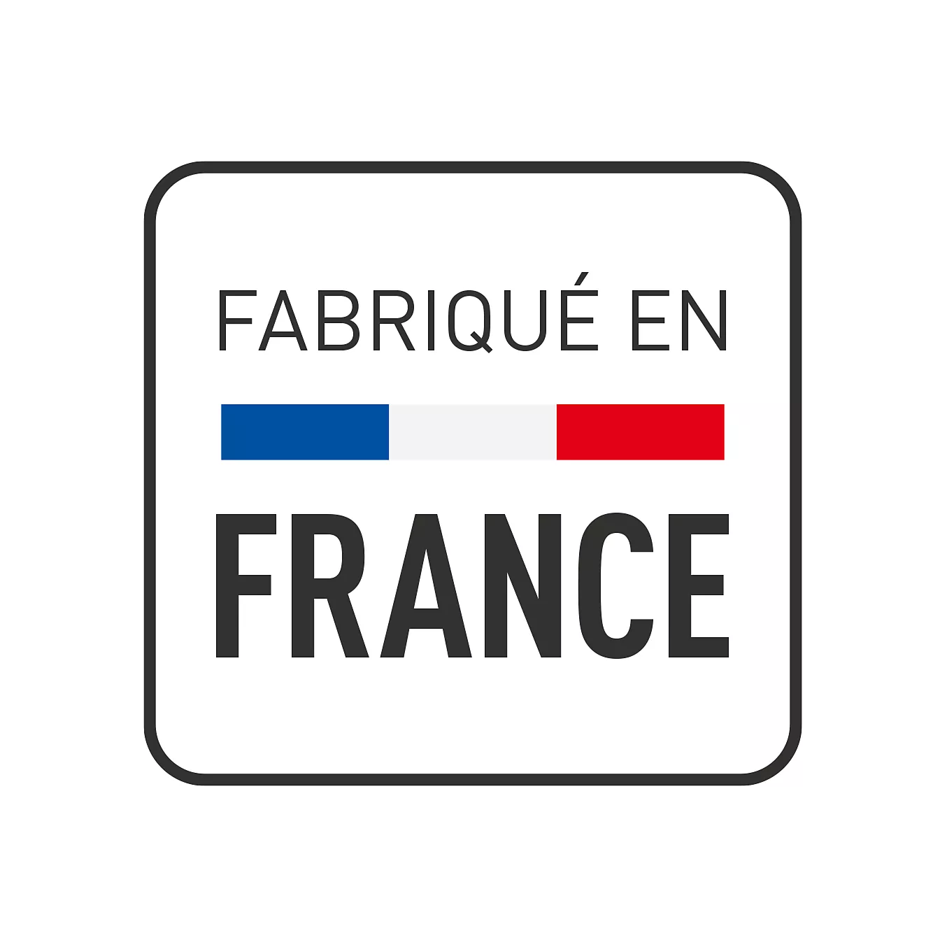La marque ROWENTA RH9BC1WO est affichée avec le texte "Fabriqué en France" dans les couleurs du drapeau français, entouré d'une bordure carrée sur fond blanc.