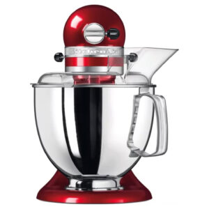 Le modèle KITCHENAID 5KSM175PSEFL se distingue par sa finition rouge vif, son bol en acier inoxydable et son pare-éclaboussures transparent qui facilite la préparation des pâtisseries.