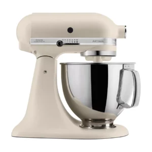 Le robot pâtissier KITCHENAID 5KSM175PSEFL (Copier) est équipé d'un grand bol en acier inoxydable et d'un bouton de réglage de la vitesse facile à utiliser, situé sur le côté.