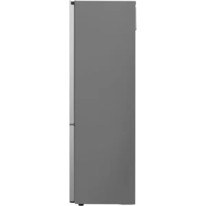 Vue de profil du réfrigérateur LG GBV3200DPY, qui se caractérise par un design élancé de couleur argentée et une surface lisse et unie.