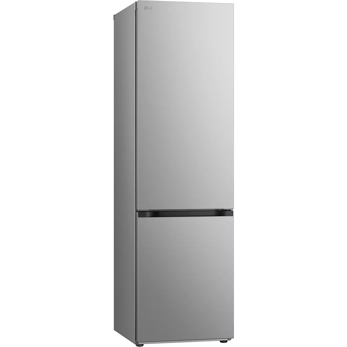 Le LG GBV3200DPY est un grand réfrigérateur argenté à deux portes, doté d'un compartiment congélateur en bas, photographié sur un fond uni.