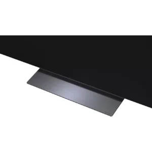 Téléviseur LG OLED65C6 doté d'un socle rectangulaire métallique, photographié vu d'en haut.