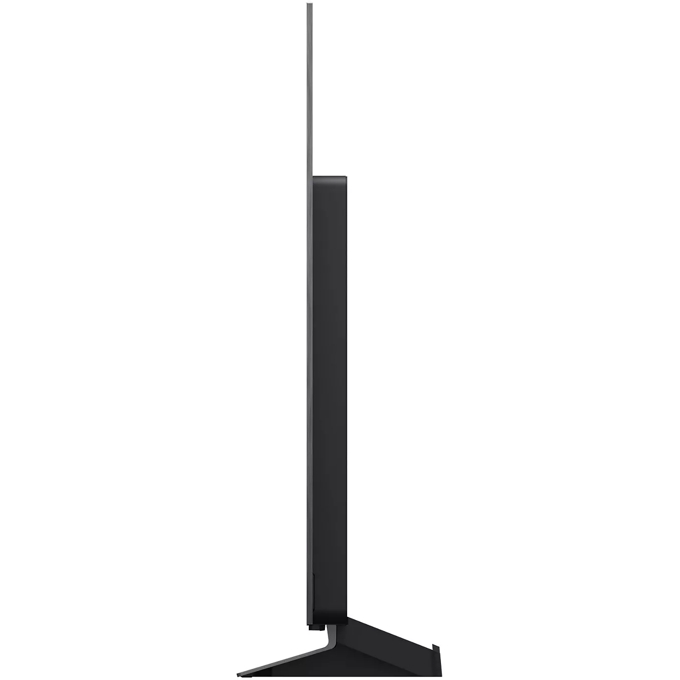 Vue de profil d'un téléviseur OLED moderne LG OLED65C6 (Copie) au profil élancé et doté d'un socle fin, sur fond blanc, mettant en valeur son design élégant.