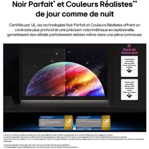 Un écran, similaire au LG OLED65C6 (Copie), affiche une planète aux couleurs vives, divisée en deux pour illustrer les niveaux de luminosité dans les modes de visionnage « jour » et « nuit ».