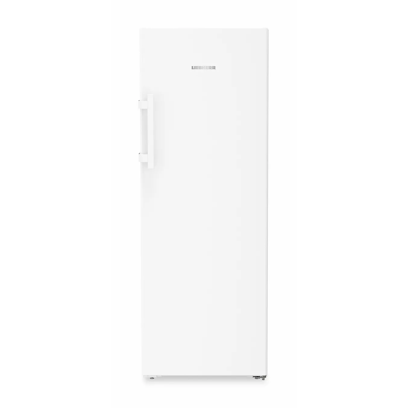 Un congélateur LIEBHERR FNE5016-20, haut, blanc et droit, doté d'une seule porte et d'une poignée verticale située sur le côté gauche.