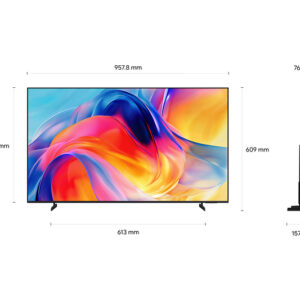 Vue de face et de profil du SAMSUNG TQ43Q7F4AUXXC (photocopieur) avec les dimensions indiquées en millimètres.