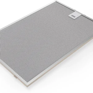 Le DWB97DN est un filtre rectangulaire en treillis métallique doté d'un cadre robuste et d'une petite poignée en plastique sur un côté.