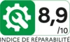 Une icône représentant un indice de réparabilité écologique, avec une clé à molette et affichant une note de 8,9 sur 10, qui met en avant l'excellente facilité d'entretien du modèle BOSCH SMI2HTB06E.