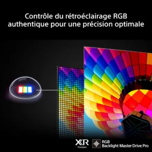 Découvrez des images éclatantes grâce au SONY K-65XR95M2 True RGB, doté d'une technologie de rétroéclairage RVB précise et d'un système avancé de contrôle de l'éclairage RVB. Ce téléviseur offre des fonctionnalités haut de gamme et une précision des couleurs immersive pour une expérience visuelle exceptionnelle.