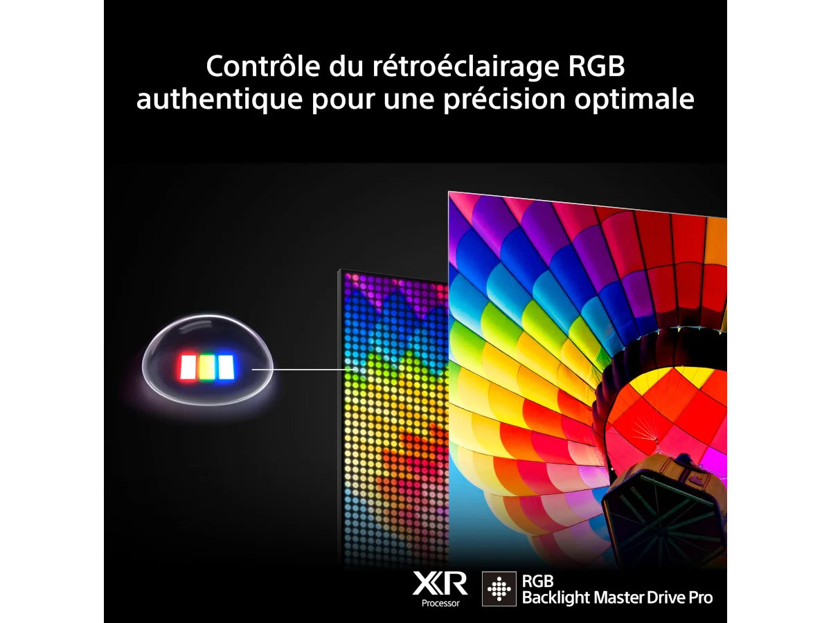 Découvrez des images éclatantes grâce au SONY K-65XR95M2 True RGB, doté d'une technologie de rétroéclairage RVB précise et d'un système avancé de contrôle de l'éclairage RVB. Ce téléviseur offre des fonctionnalités haut de gamme et une précision des couleurs immersive pour une expérience visuelle exceptionnelle.