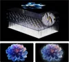 Un avion à réaction survole un bâtiment futuriste ; en dessous, deux graphismes numériques colorés, ressemblant à des fleurs, s'affichent côte à côte, faisant écho à la qualité d'image éclatante du TCL 43P7L (Copie) ou de tout autre téléviseur de 43 pouces à la pointe de la technologie.
