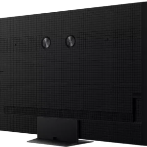 Vue arrière du TCL 65C8L, un téléviseur à écran plat noir présentant un motif en grille et deux points de fixation ronds.