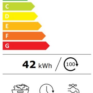 Étiquette énergétique du modèle AEG LTE6K6120A : classe A, 42 kWh pour 100 cycles, capacité de charge de 6 kg, durée du cycle de 3 heures 15 minutes, consommation d'eau de 43 litres par cycle et niveau sonore de 78 dB.