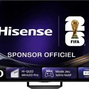 Vivez toute l'intensité de la Coupe du Monde de la FIFA 2026 avec le HISENSE 65U7S PRO. En tant que téléviseur officiel de l'événement, ce modèle Hisense de 65 pouces est doté de la technologie avancée MiniLED ULED, qui offre une netteté époustouflante et des couleurs éclatantes pour un plaisir visuel inigualable.