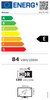 Étiquette énergétique européenne du téléviseur HISENSE 65U7S PRO, classé en classe E, avec une consommation de 84 kWh/1 000 h, et des icônes indiquant la consommation électrique et la taille de l'écran.