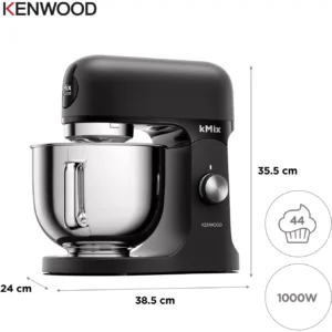 Le robot pâtissier KENWOOD KMX751ABK se distingue par sa finition noire élégante, son bol métallique robuste et son moteur haute performance de 1 000 W. Avec ses dimensions compactes de 38,5 x 24 x 35,5 cm, le KENWOOD KMX751ABK allie style et efficacité dans toutes les cuisines.