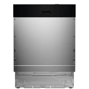 Vue de face du lave-vaisselle en acier inoxydable ELECTROLUX E62LB202S, porte fermée, présentant un design épuré, sans commandes ni logos de marque visibles.
