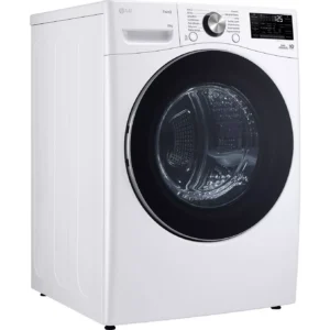 Lave-linge à chargement frontal LG RH8P12WH blanc, équipé d'un écran numérique et d'un bouton de commande situé en haut à droite.