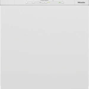 Vue de face du lave-vaisselle MIELE G 5510 BB de couleur blanche, équipé d'un minuteur numérique indiquant 0:58 et de boutons de commande situés au-dessus.