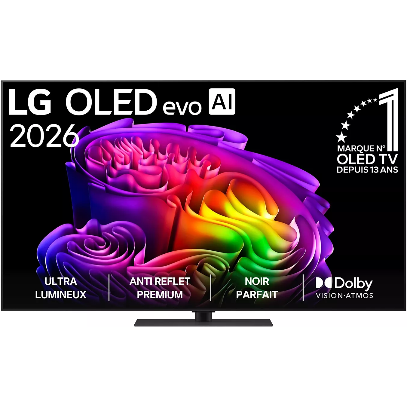 Découvrez les images époustouflantes du LG OLED65G66 2026, issu de la toute dernière gamme de téléviseurs OLED de LG, qui se distingue par un affichage aux motifs abstraits éclatants. Profitez d'une expérience immersive grâce à Dolby Vision et Dolby Atmos, et parcourez les descriptions en français mettant en avant ses fonctionnalités haut de gamme pour une expérience de divertissement à domicile d'exception.