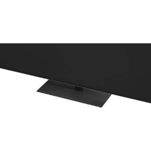 Un gros plan du LG OLED65G66 2026, mettant en valeur son socle noir, fin et rectangulaire, sur fond blanc.